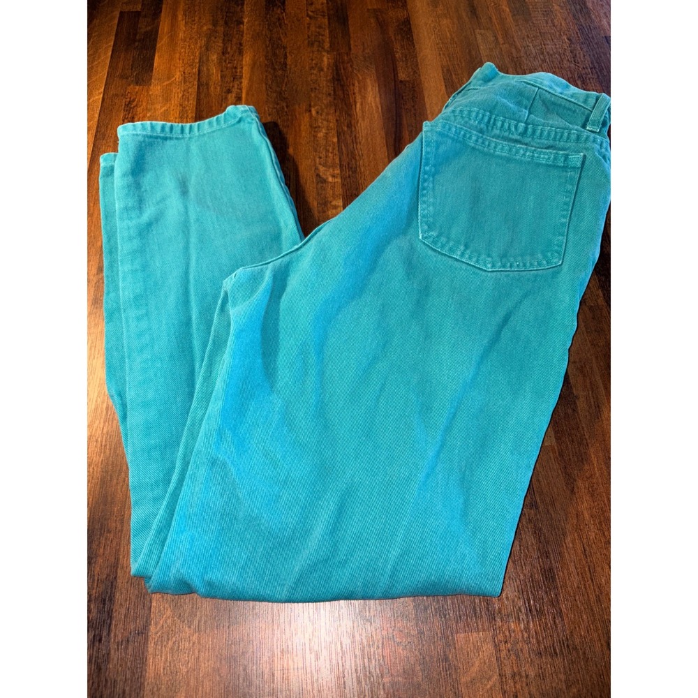Pasta Vintage Teal High Waisted Jeans Made in USA Cotton Turquoise Size 9 24x26